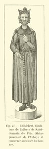 Childeberto, fundador de la abadía de Saint-Germain des Prés, estatua proveniente de la Abadía y conservada en el Museo del Louvre de French School