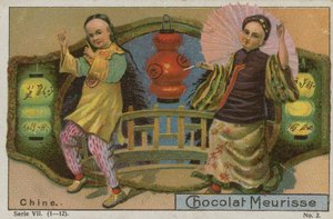 China, tarjeta comercial de Chocolat Meurisse de French School