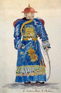 Capitán chino de Ambon, Molucas, acuarela por Jules-Louis Lejeune, basado en el Viaje alrededor del mundo