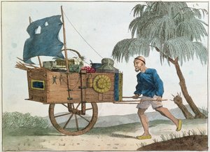 Campesino chino con una carretilla bajo vela, 1811 de French School