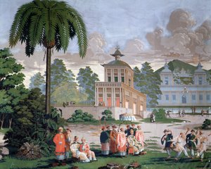 Chinoiserie - papel tapiz en el hotel de Plouer en Saint Malo (Saint-Malo) de French School