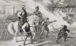 Clotario I (497-561) quema a su hijo rebelde y su familia, de 