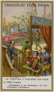 Tarjeta comercial de Chocolat Felix Potin, Teatro a través de los tiempos de French School
