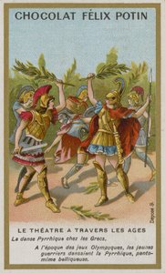 Tarjeta comercial de Chocolat Felix Potin, Teatro a través de los tiempos de French School