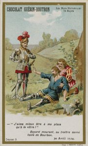 Tarjeta comercial de Chocolat Guerin-Boutron, serie Palabras Históricas de French School