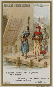 Tarjeta comercial de Chocolat Guerin-Boutron, serie Palabras Históricas de French School