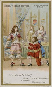 Tarjeta comercial de Chocolat Guerin-Boutron, serie Palabras Históricas de French School