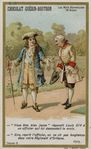 Tarjeta comercial de Chocolat Guerin-Boutron, serie Palabras Históricas de French School