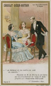 Tarjeta comercial de Chocolat Guerin-Boutron, serie Palabras Históricas de French School
