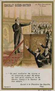 Tarjeta comercial de Chocolat Guerin-Boutron, serie Palabras Históricas de French School