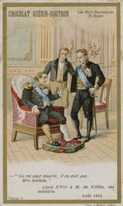 Tarjeta comercial de Chocolat Guerin-Boutron, serie Palabras Históricas de French School