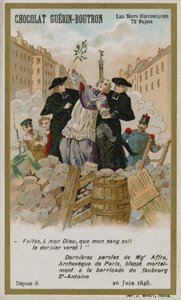 Tarjeta comercial de Chocolat Guerin-Boutron, serie Palabras Históricas de French School