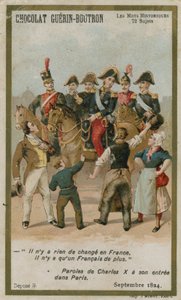 Tarjeta comercial de Chocolat Guerin-Boutron, serie Palabras Históricas de French School