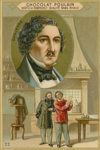 Tarjeta comercial de Chocolat Poulain, Louis Daguerre de French School