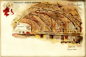 Cromolitografía de chocolate Guerin Boutron, LOS VIEJOS PARÍS, Théâtre des Vieilles halles de French School
