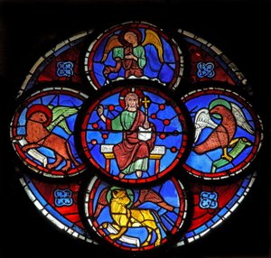 Cristo con los Cuatro Animales Sagrados de los Evangelistas de French School