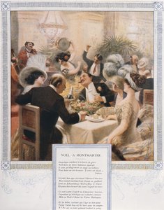Navidad en Montmartre, cena de Nochebuena en un restaurante lujoso, c.1900