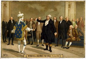 Cromolitografía representando a Honoré Gabriel Riqueti, Conde de Mirabeau (1749-1791) en la Asamblea Nacional el 23 de junio de French School