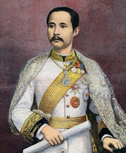 Chulalongkorn (1853-1910), Rey de Siam. En 1897 Chulalongkorn se convirtió en el primer monarca siamés en visitar Europa. Ilustración de Le petit Journal