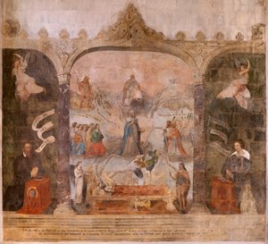 Iglesia Saint-Jean-Baptiste. Interior. Capilla Saint-Fursy. Pinturas murales. La glorificación de María (fresque dite de la bonne mort). Principios del siglo XVII. de French School