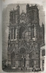 Iglesia Saint-Vulfran (San Vulfran) antigua colegiata en Abbeville en el departamento de Somme en Francia - grabado en 