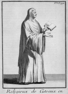 Monja cisterciense con hábito de coro, c.1700 (grabado) de French School