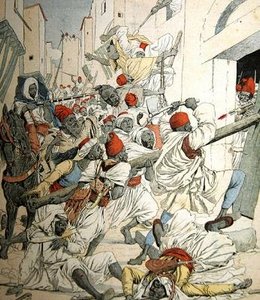 Guerra Civil en Marruecos, ilustración de portada de Le Petit Journal, 18 de enero, 1903 de French School
