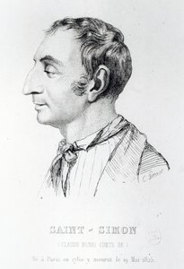 Claude Henri de Rouvroy, Conde de Saint-Simon, grabado por Perrot (siglo XIX) de French School