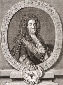 Claude Le Blanc, 1669-1728. Funcionario real francés del antiguo régimen y dos veces Secretario de Estado de Guerra. De Les Heures Libres publicado en 1908. de French School