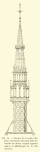 Campanario de la Sainte Chapelle, reconstruido bajo Luis XIII, reducción del dibujo original perteneciente a la biblioteca de la ciudad de París de French School