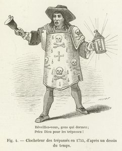 Campanero de los difuntos en 1755, según un dibujo de la época de French School