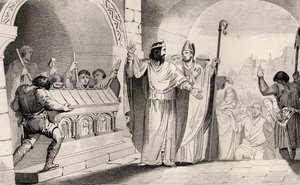 Clovis II (635-57) vendiendo plata y oro del santuario para alimentar a los pobres, de 