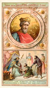 Clodoveo II dando dinero de sus arcas a los pobres durante un tiempo de dificultad, siglo VII