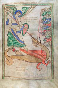 San Miguel luchando contra el Dragón, del Liber Floridus de Lambert de Saint-Omer c.1120 de French School