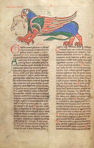 Un Grifo devorando a un hombre, del Liber Floridus de Lambert de Saint-Omer c.1120