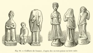 Peinados de mujeres, según exvotos paganos en terracota de French School