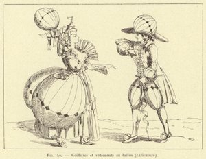 Peinados y ropas en el globo (caricatura) de French School
