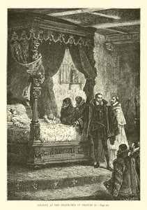 Coligny en el lecho de muerte de Francisco II de French School