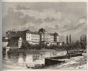 Commercy - La Mosa (55), Lorena, Francia - grabado en “La France illustrée: géographie, histoire, administración statistique” por V.A. Malt-Brown. 1884