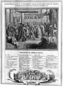 Consagración y Coronación de Enrique IV (1553-1610) en la Catedral de Chartres el 27 de enero de 1594, finales del siglo XVI de French School