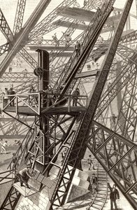 Construcción de la Torre Eiffel, París de French School