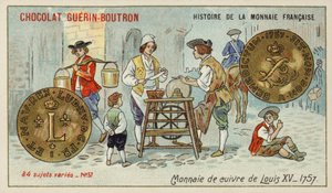 Monedas de cobre de Luis XV de French School