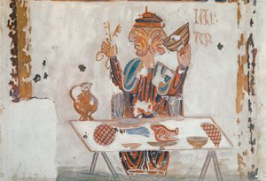 Copia de un original medieval que representa Enero, de las Ocupaciones de los Meses, de la Capilla de Pritz, Laval de French School
