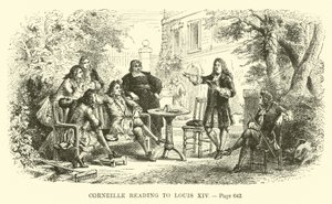 Corneille leyendo a Luis XIV de French School