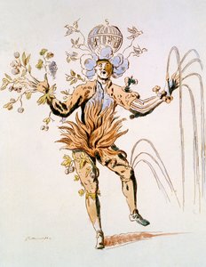 Diseño de vestuario para los cuatro elementos en un ballet cortesano del siglo XVII, facsímil de Guillaumot fils de French School