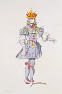 Diseño de vestuario para Geometría en un ballet cortesano del siglo XVII, de la colección Menus Plaisirs, facsímil de A. Guillaumot Fils (grabado en color) de French School