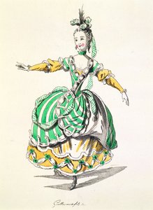 Diseño de vestuario para Frigia, en Dardanus, un libreto de Leclerc de Labruere, compuesto por Jean-Philippe Rameau (1683-1764) facsímil de A. Guillaumot Fils (grabado en color) de French School