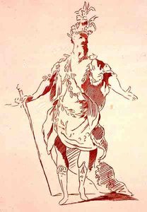 Diseño de vestuario para un Dios del Río, de la Colección Menus Plaisirs, facsímil de A. Guillaumot Fils, c.1750