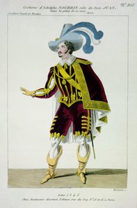 Vestuario para Adolphe Nourrit (1802-39) en el Papel de Don Giovanni en la Ópera del mismo Nombre, grabado por Maleuvre, impreso por Hautecoeur-Martinet de French School