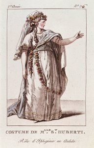 Traje de la Srta. Huberti para el papel de Ifigenia en Aulide de Gluck de French School